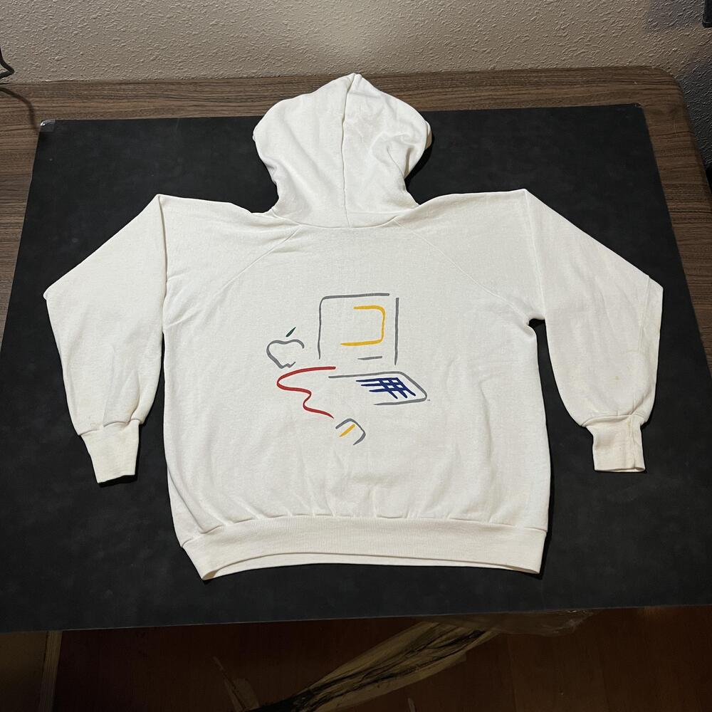 Vintage Apple Computer Macintosh Hoodie Raglan Sweatshirt Promo Healthknit 80s